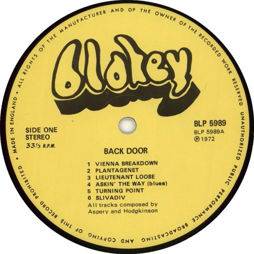 Back Door Back Door UK vinyl LP album (LP record) (703266) Back Door Back Door UK vinyl LP album (LP record) (703266)